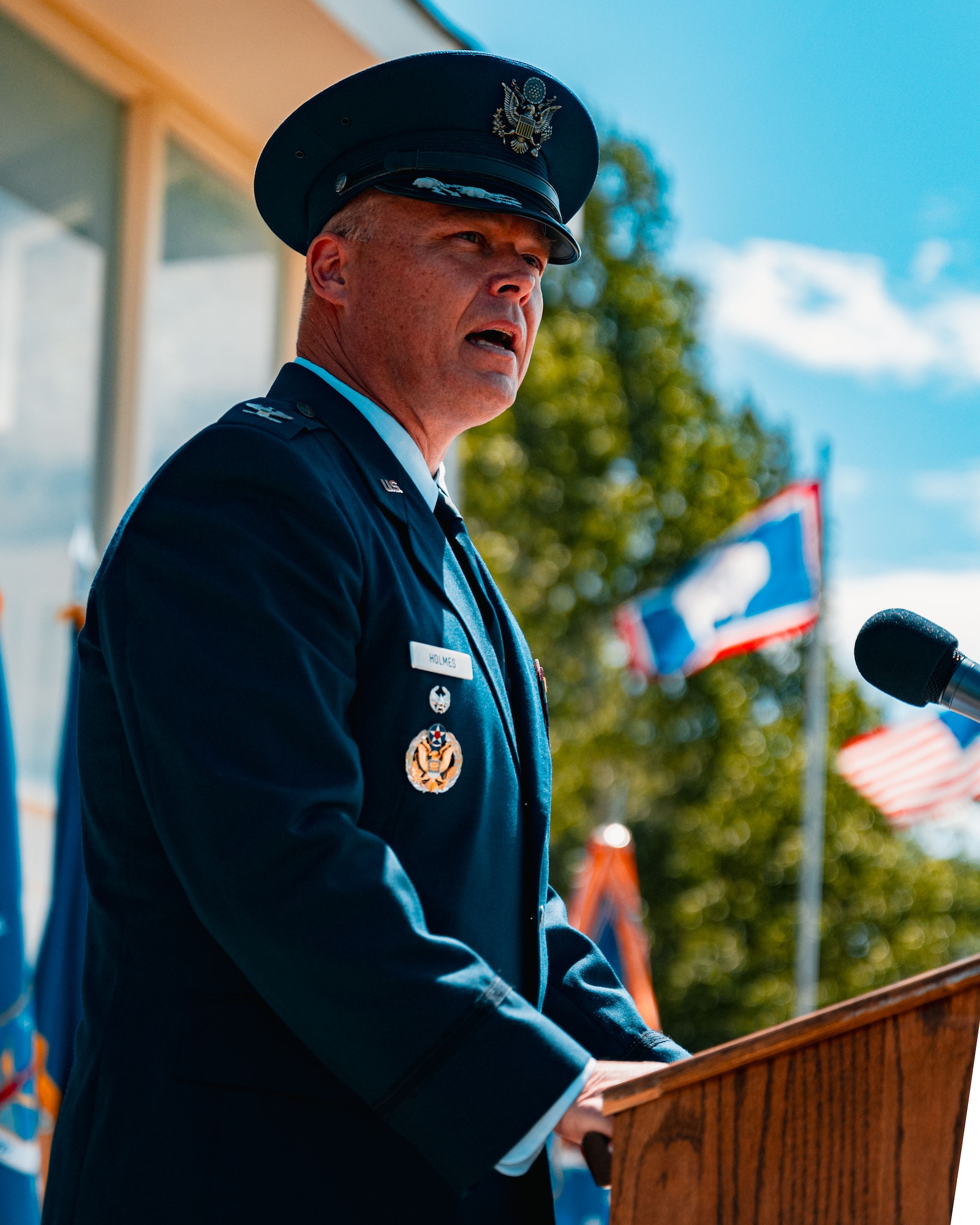 The event marked the official transfer of command from former 90 MW Commander Col. Johnny Galbert to current 90 MW Commander Col. Terrance Holmes, highlighting the continuity of leadership within the wing and underscoring its commitment to maintaining a safe, secure, and effective nuclear deterrent. (U.S. Air Force photo by Staff Sgt. Michael A. Richmond)