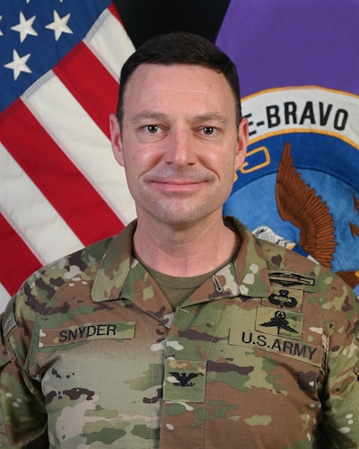 Official photo of Colonel Robert Snyder, Commander of JTF-Bravo