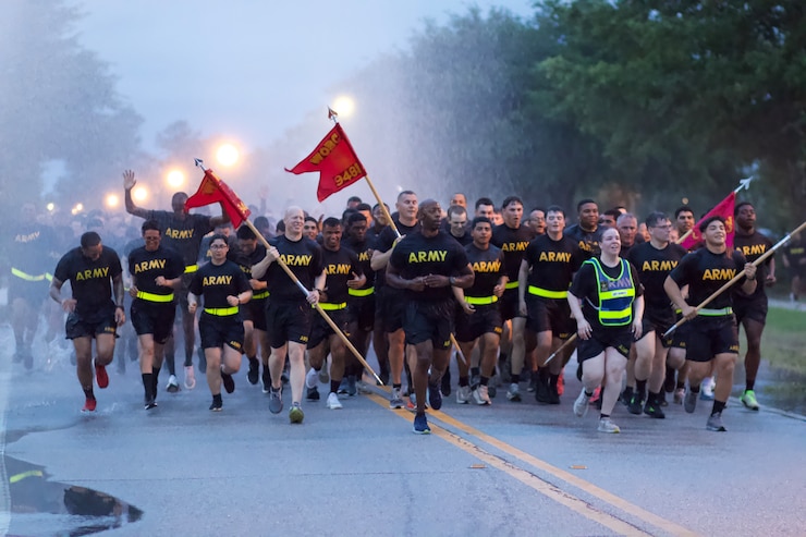 Servicemembers from across Fort Gordon joined for an early morning run to celebrate 250 years of Army Service