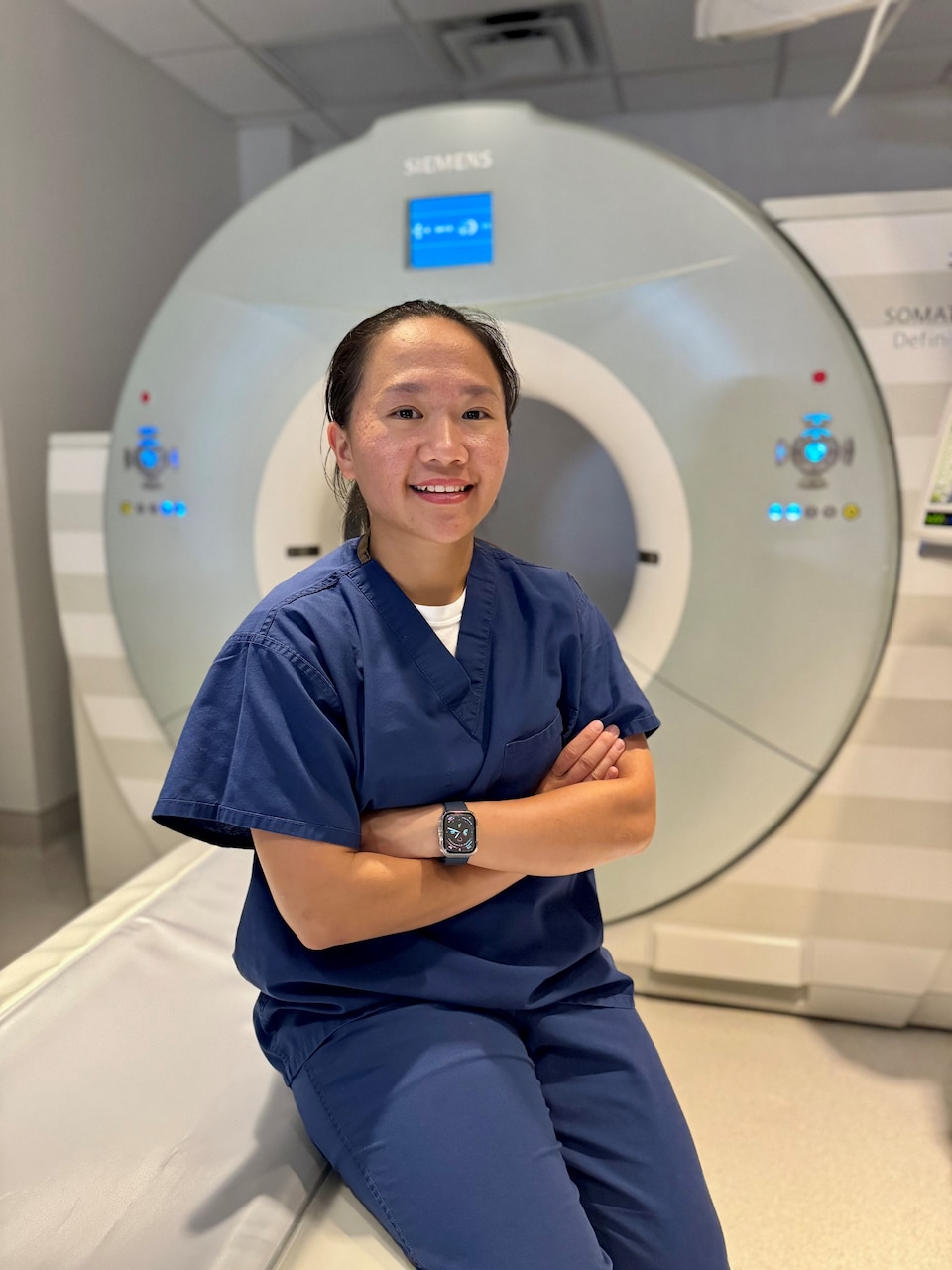 Hospital Corpsman 3rd Class Ngoc Nguyen, a native of Lynnwood, Washington, serves aboard U.S. Navy Medicine Readiness and Training Command Guantanamo Bay at U.S. Naval Hospital Guantanamo Bay, Cuba. Nguyen is a radiologic technician and has served the Navy for more than two years. (U.S. Navy photo by Emily McCamy)