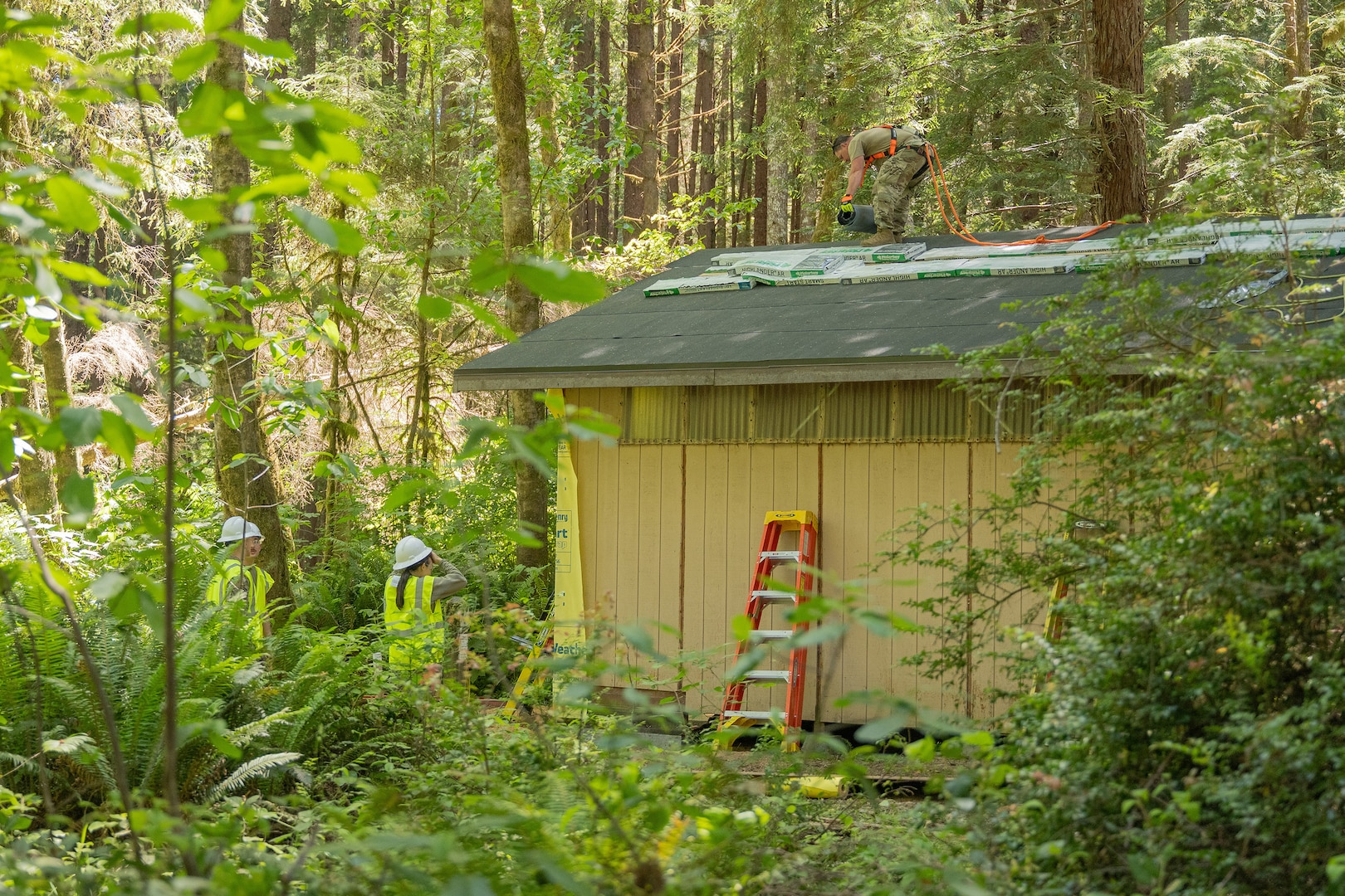 Airman assigned to the 124th Civil Engineer Squadron, Idaho Air National Guard, supports facility restoration at Redwood National and State Parks, California, June 17, 2025.