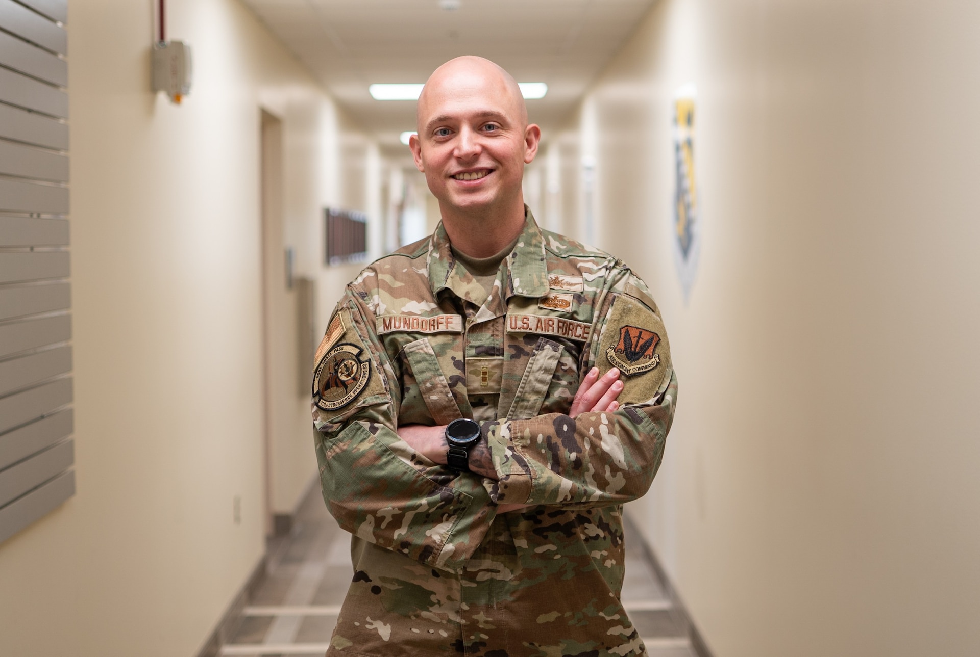 Air Force Chief Warrant Officer 2 Brian Mundorff, a 17Y Cyber Effects & Warfare Operations with the Pennsylvania Air National Guard, poses for a photo at Biddle Air National Guard Base, Pennsylvania, May 29, 2025. Mundorff is one of the first two warrant officers appointed in the Pennsylvania Air National Guard since the U.S. Air Force reinstated the warrant officer rank in 2024, marking a historic milestone after a 66-year hiatus. As a technical expert and advisor in cyber and communications operations, Mundorff helps bridge the gap between enlisted personnel and commissioned officers, setting the standard for future generations of warrant officers. (U.S. Air National Guard photo by Airman 1st Class Matthew Bergh)
