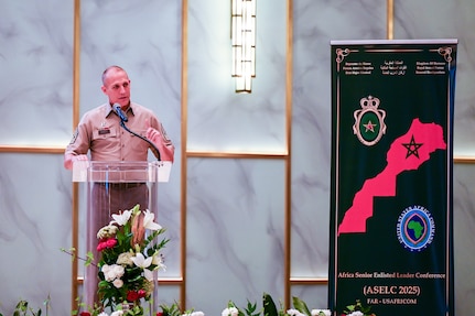 SEA John Raines, the senior enlisted advisor to the chief of the National Guard Bureau, attended the African Senior Enlisted Leader Conference in Rabat, Morocco, on June 12 as the keynote speaker, reaffirming commitment to counter terrorism, strengthening national security abroad, and bolstering alliances and partnerships.