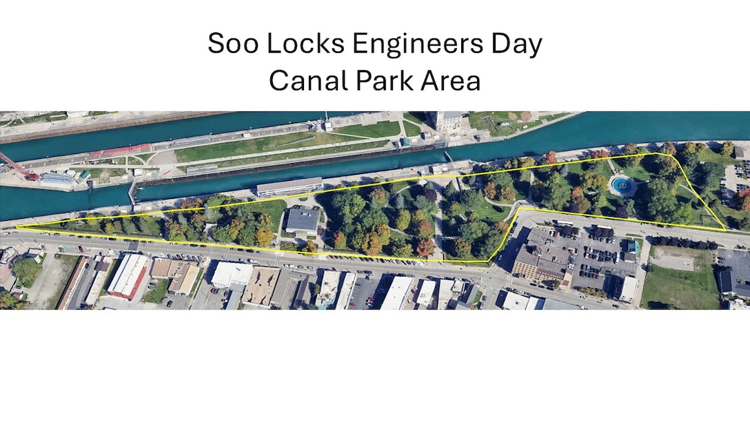Canal Park area highlighted showing location of Soo Locks Engineers Day 2025