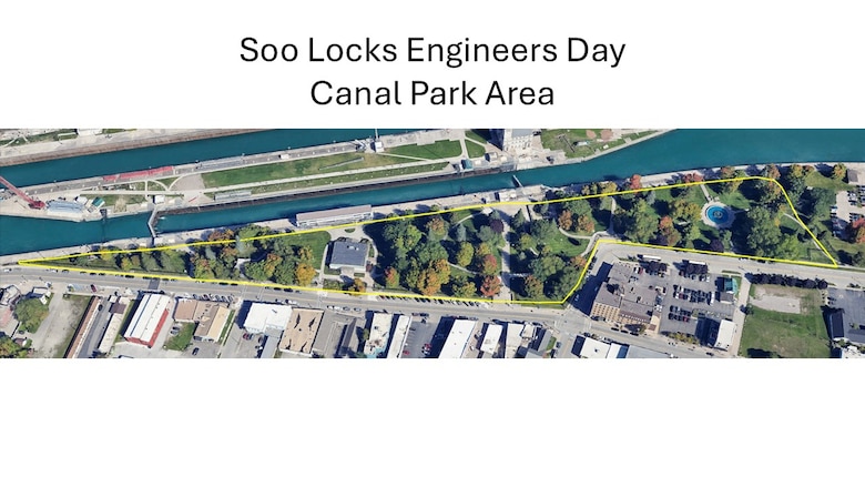 Canal Park area highlighted showing location of Soo Locks Engineers Day 2025