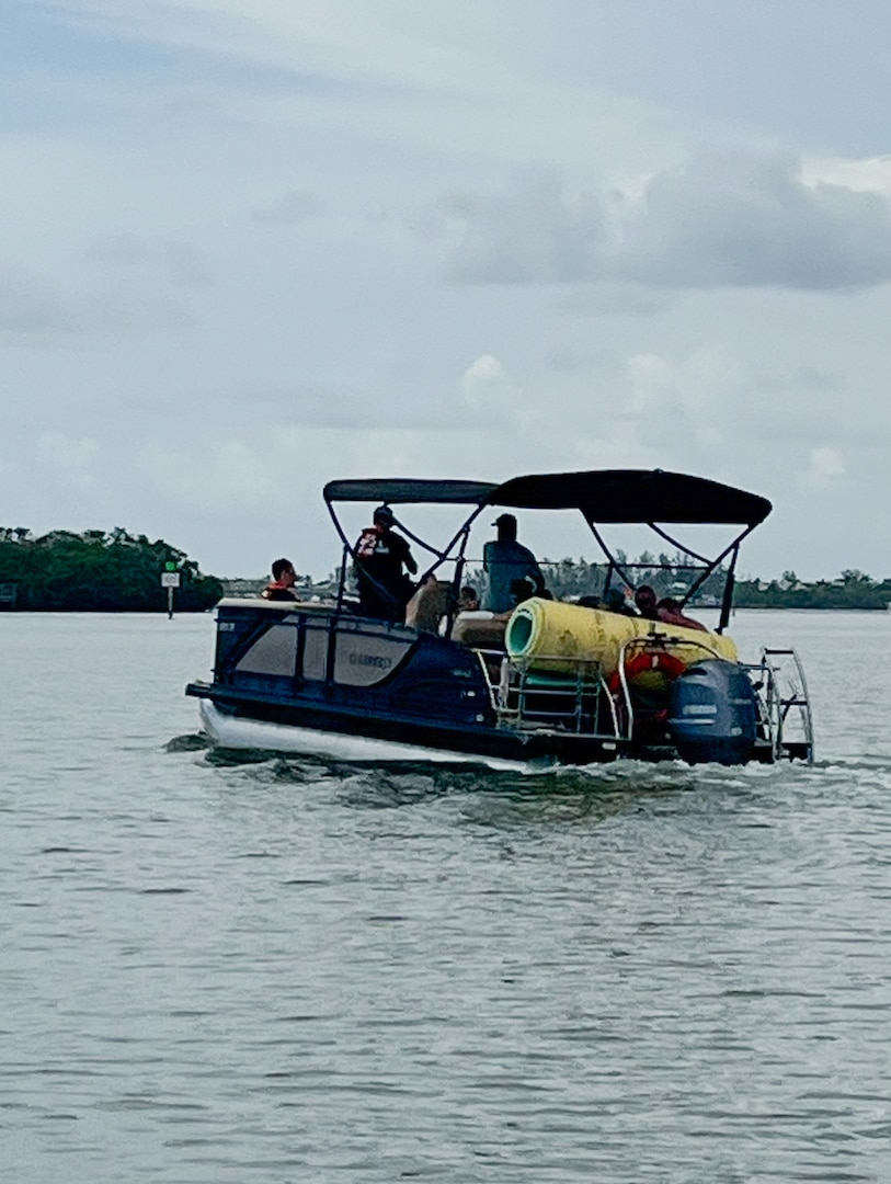 A Coast Guard law enforcement team terminates an illegal charter operating on the Intracoastal Waterway near Anna Maria Island, Florida, June 19, 2025. The Coast Guard team boarded the 24-foot boat that was allegedly operating as an illegal small passenger vessel. (U.S. Coast Guard photo)