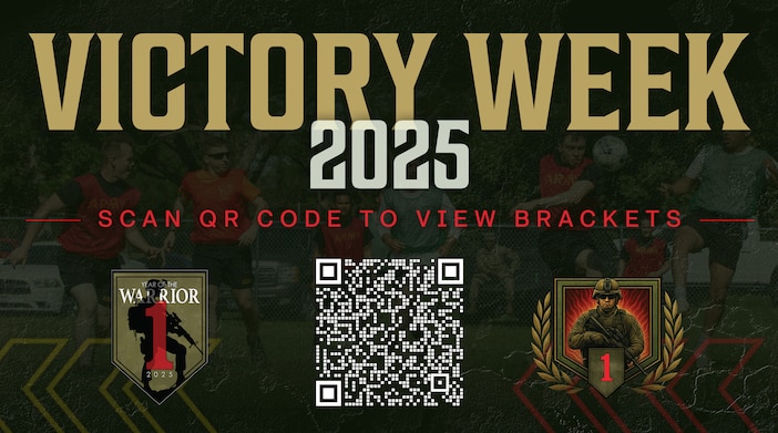 Scan the QR Code or click the link below to view the Victory Week 2025 Brackets. Duty First!