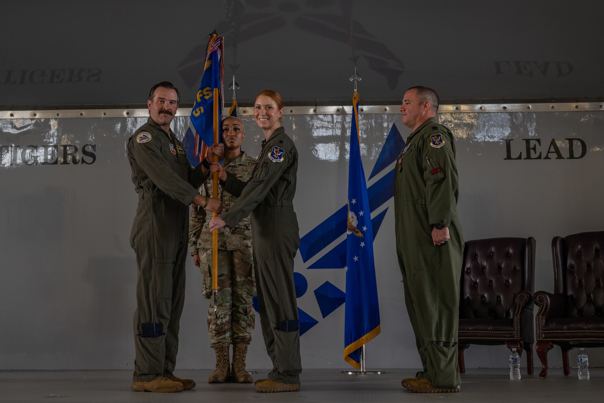 A Change of Command ceremony is taking place.