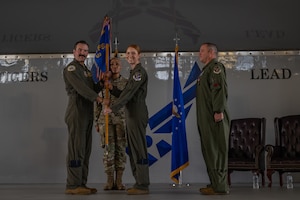 A Change of Command ceremony is taking place.