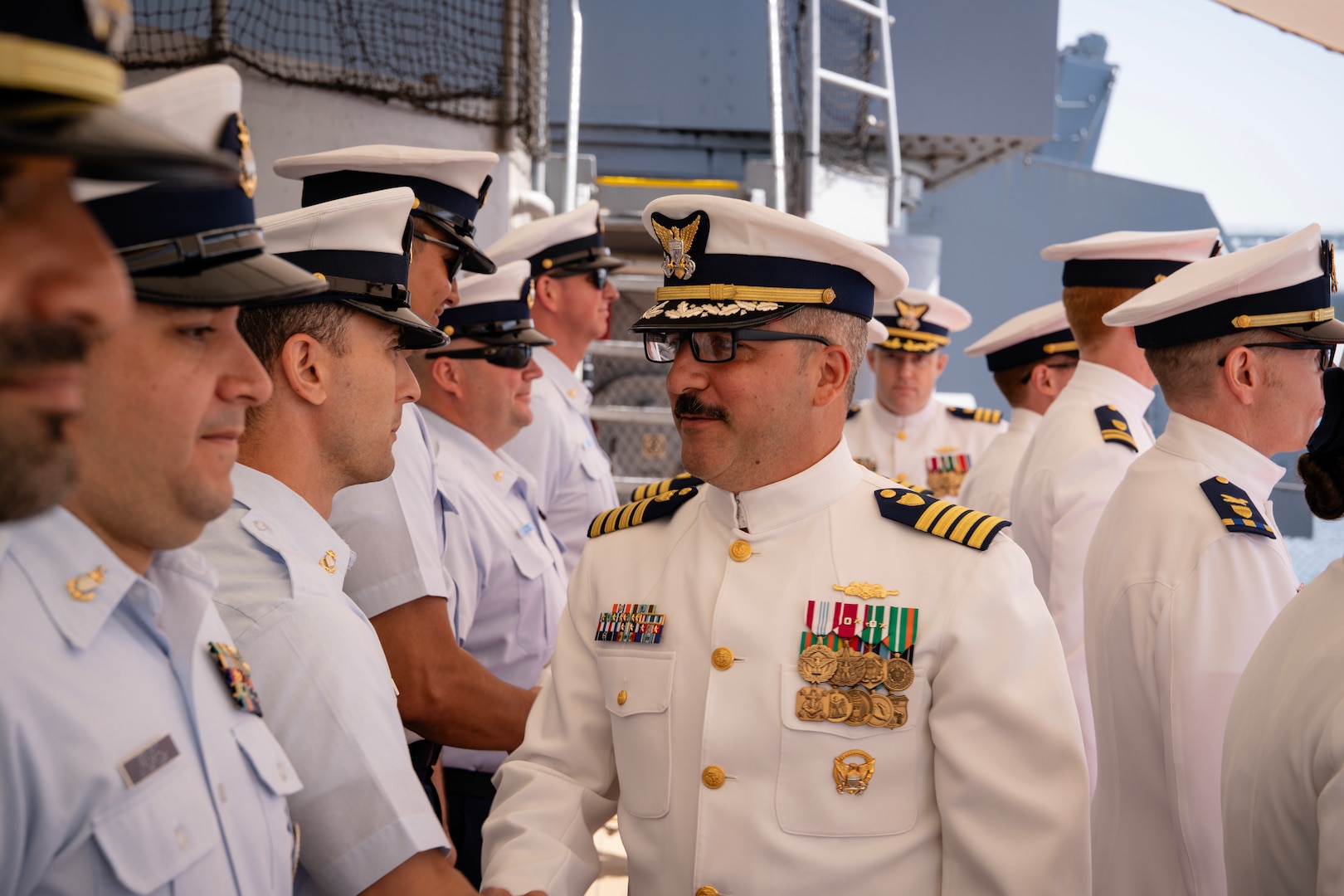 The U.S. Coast Guard Cutter Argus (WMSM-915) held a change of command ceremony, Tuesday, Jun. 17, in San Pedro, Calif. Rear Adm. Joanna Hiigel, deputy commander of Coast Guard Pacific Area, presided over the ceremony in which Cmdr. Andrew Pritchett relieved Capt. Tobias Reid as Argus’ commanding officer. Reid served as Argus’ commanding officer from August 2023 to June 2025. (U.S. Coast Guard photo by Petty Officer 1st Class Ward Hawley)