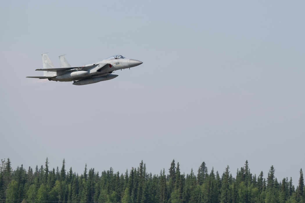 A Japan Air Self-Defense Force F-15J Eagle pilot takes off during Red Flag-Alaska 25-2 at Eielson Air Force, Alaska, June 17, 2025.