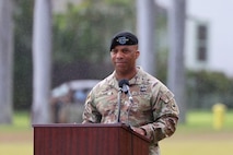 Gen. Ronald P. Clark, commanding general of U.S. Army Pacific, presides over the 3d Multi-Domain Task Force change of command ceremony on historic Palm Circle at Fort Shafter, Hawaii, June 18, 2025. (U.S. Army photo by Sgt. Perla Alfaro)