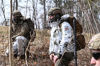 Soldiers and Airmen assigned to the District of Columbia National Guard, West Virginia National Guard, 7th Air Support Operations Squadron, and German Army conduct exfil training to maintain combat readiness in Elkins, West Virginia, on March 7, 2025. More than 20 air and ground units across the National Guard, Army, and Air Force participated in Misty Dawn, a Large-Scale Combat Operations (LSCO) joint readiness exercise that highlighted coalition interoperability and high-end integrated tactics.