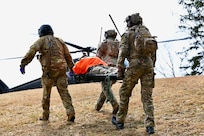Soldiers and Airmen assigned to the District of Columbia National Guard, West Virginia National Guard, 7th Air Support Operations Squadron, and German Army conduct exfil training to maintain combat readiness in Elkins, West Virginia, on March 7, 2025. More than 20 air and ground units across the National Guard, Army, and Air Force participated in Misty Dawn, a Large-Scale Combat Operations (LSCO) joint readiness exercise that highlighted coalition interoperability and high-end integrated tactics.