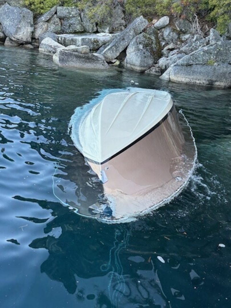 The Coast Guard and local partner agencies responded to a capsized vessel in the vicinity of D.L. Bliss State Park at Lake Tahoe Saturday afternoon, June 21, 2025. At approximately 3 p.m., a response crew from Coast Guard Station Lake Tahoe diverted to assist California State Parks and the El Dorado County Sheriff’s Office after receiving a report of 10 people in the water.  U.S. Coast Guard photo by Petty Officer 1st Class Justin Smith.