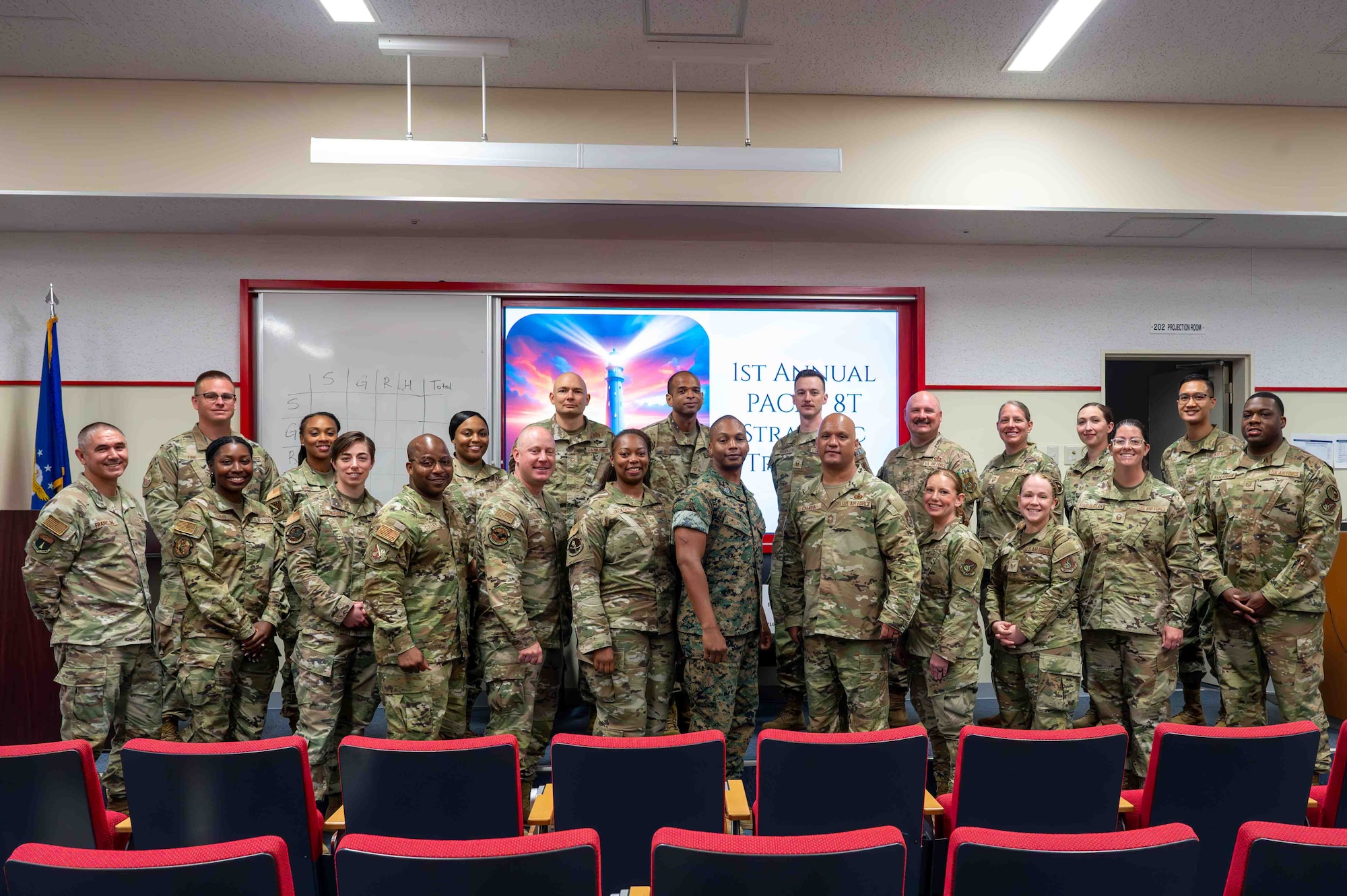 Service members pose for a group photo