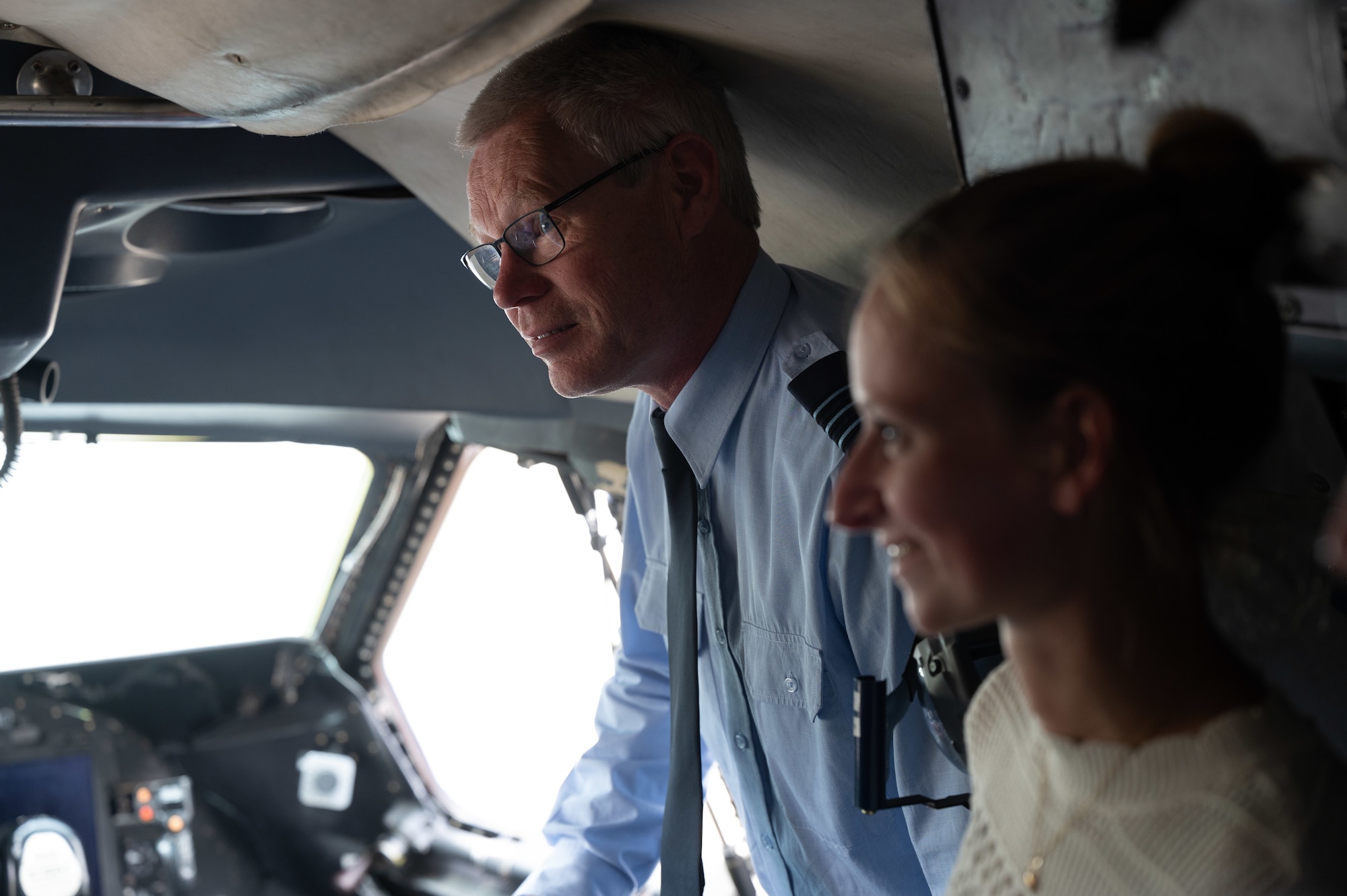 NATO chaplains tour aircraft.