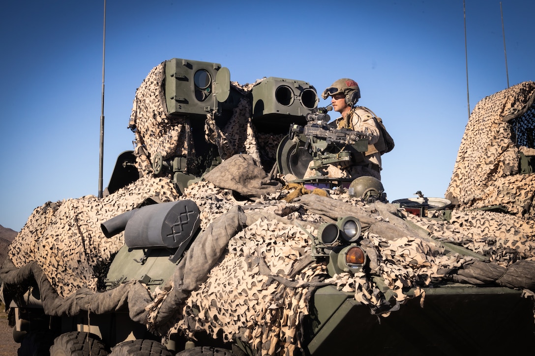 U.S. Marines with 4th Light Armored Reconnaissance Battalion, 4th Marine Division mount a Light Armored Vehicle 25 at Integrated Training Exercise 3-25 (ITX 3-25) at Marine Corps Air Ground Combat Center, Twentynine Palms, California, June 16th, 2025. ITX is a critical Marine Air-Ground Task Force exercise for the Marine Forces Reserve’s training cycle, confirming unit readiness through live-fire and combined arms integration. (U.S. Marine Corps photo by Lance Cpl. Edward Spears)