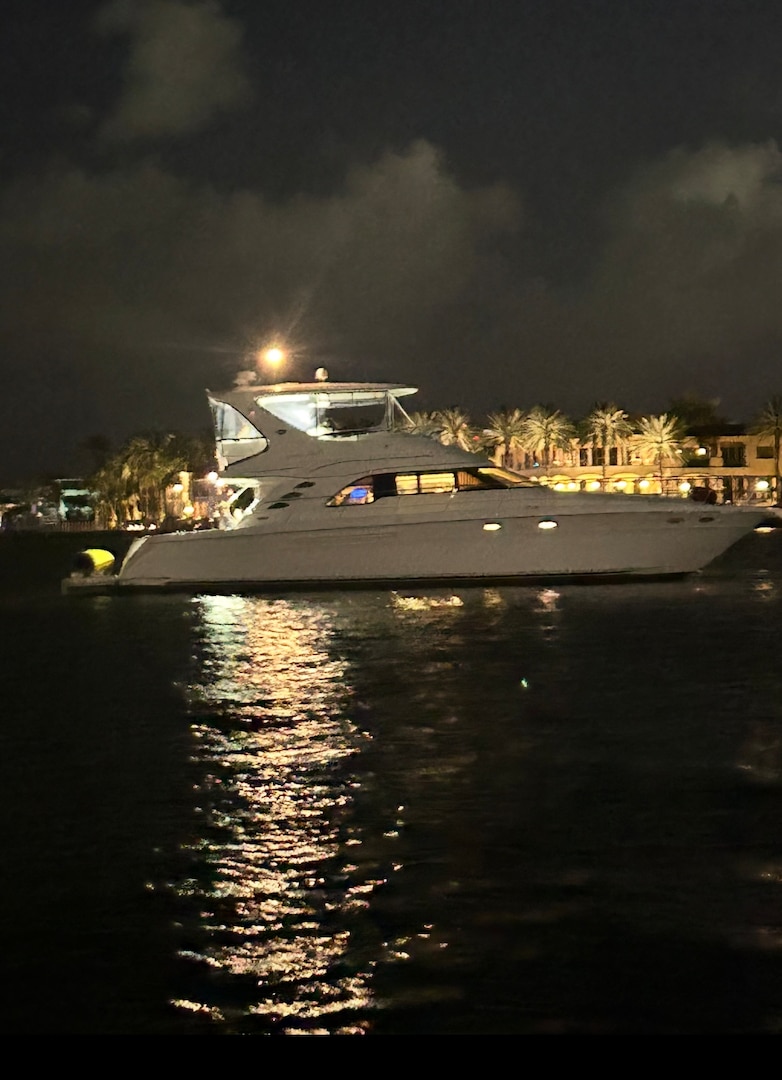 A Coast Guard Station Fort Lauderdale law enforcement boat crew terminated an illegal charter of a 58-foot vessel, Rogue One, after the ship ran aground in the vicinity of New River, Fort Lauderdale, June 20, 2025. After investigation, Rogue One was determined to be an illegal passenger-for-hire operation with 12 passengers for hire and two non-credentialed crewmembers. (U.S. Coast Guard photo)
