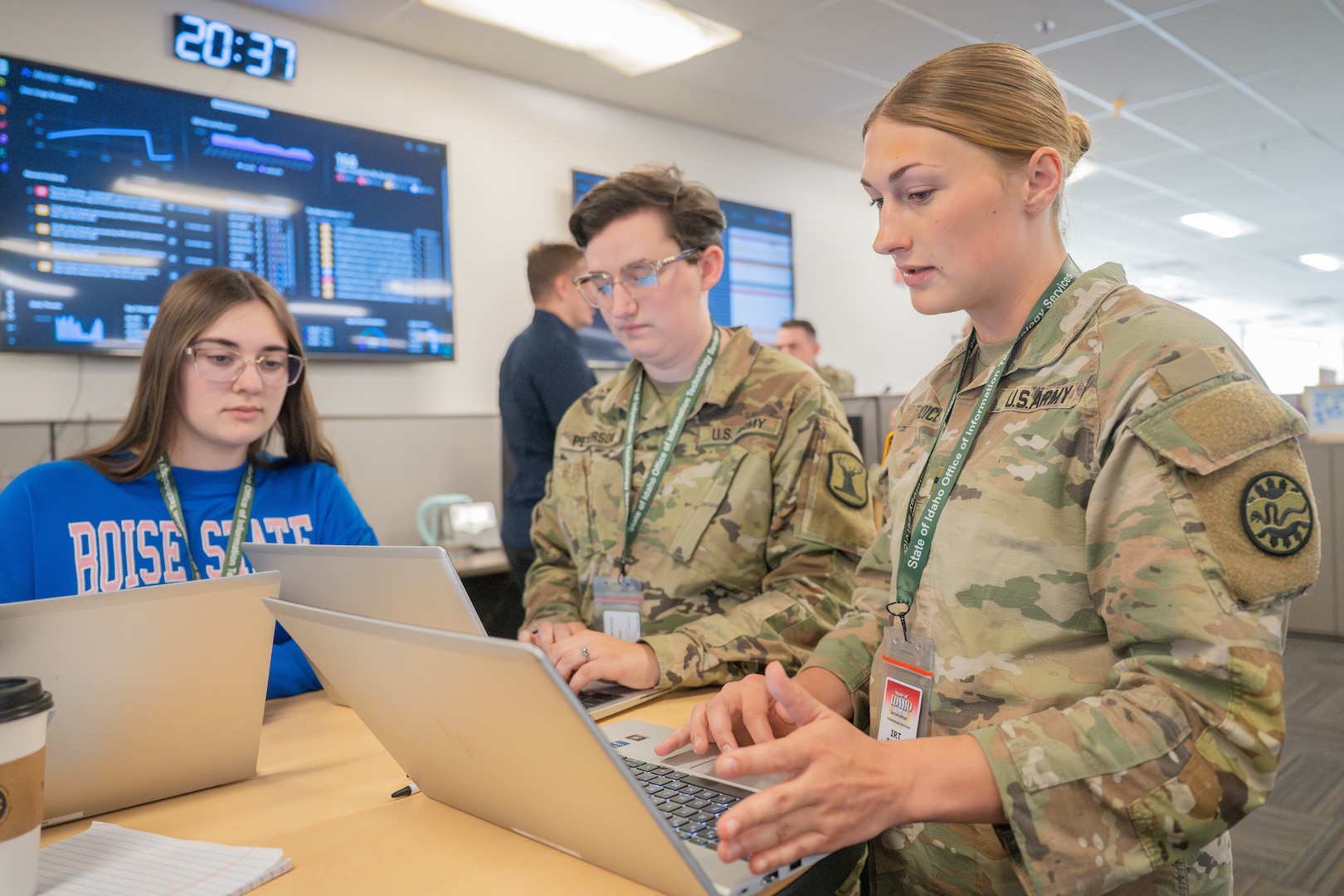 U.S. Army Soldiers from the Idaho Army National Guard participate in the Cyber Discovery Innovative Readiness Training mission at the State of Idaho Office of Information Technology Services’ Chinden Campus, Boise, Idaho on June 4, 2025.