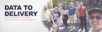 Graphic that reads: "Data to Delivery saving millions for the warfighter" and a photo of a group of people posing.