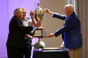 U.S. Air Force Lt. Gen. Brian S. Robinson, commander of Air Education and Training Command, Dr. Joe Leverette, President of Altus Military Affairs Committee
