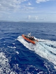 Coast Guard Cutter Campbell's (WMEC 909) crew members conduct small boat training off Haiti, May 15, 2025. Campbell crew conducted a two-month patrol to protect the safety of life at sea and deter illegal alien migration in the Windward Passage. (U.S. Coast Guard photo by Petty Officer 3rd Class Nicholas Arguelles)