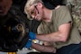 U.S. Air Force Senior Airman Derek Johnson, 14th Fighter Generation Squadron F-16 Fighting Falcon assistant dedicated crew chief, loosens a bolt to remove a used F-16 brake pad.