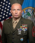 ortrait of U.S. Indo-Pacific Command Senior Enlisted Leader Marine Corps Sgt. Maj. Eric Cook taken at USINDOPACOM headquarters on Camp H. M. Smith in Honolulu, June 17, 2025.