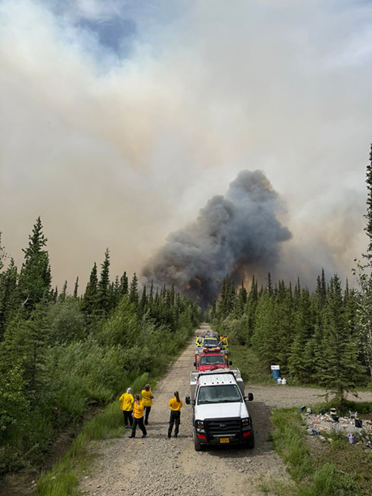 176th Civil Engineer Squadron works with partners to support wildfire containment efforts June 21, 2025, at Bear Creek, Alaska.