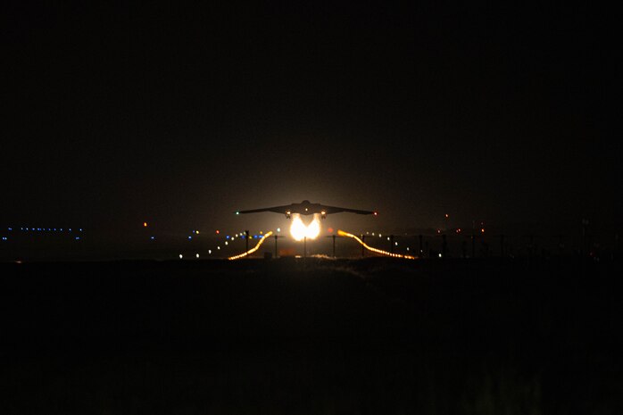 Nighttime photo of B-2 Spirit