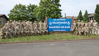 Members of the126th Logistics Readiness Squadron and the 126th Communication Flight, 126th Air Refueling Wing, Scott Air Force Base, Illinois, U.S. Air National Guard at Ramstein Air Base, Germany June 10, 2025.