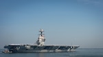 The world's largest aircraft carrier, USS Gerald R. Ford (CVN 78), departs Naval Station Norfolk, June 24, for a regularly scheduled deployment.