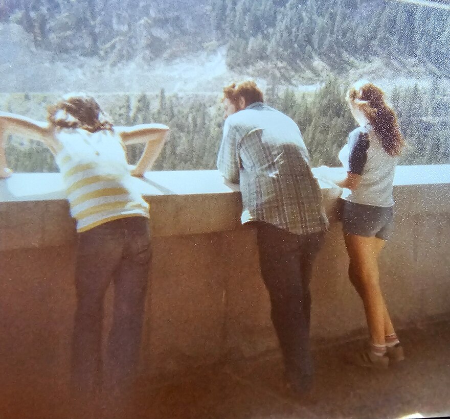 Photo of Tana Wilson’s maternal grandfather, Papa Whitmarsh with his daughter Rebel (Wilson’s mother, in shorts) and son (Wilson’s uncle), Shane, viewing Libby Dam and its surroundings, from the Treaty Tower. The photo was taken in 1975. As part of the Columbia River Treaty in 1964, Congress authorized Libby Dam’s construction and operations and the dam is the only U.S. dam among the four storage dams built in the headwaters of the Columbia River system under the Treaty, making it the only Corps-operated facility in the nation to have both upstream and downstream international impacts. (Photo courtesy Tana Wilson)