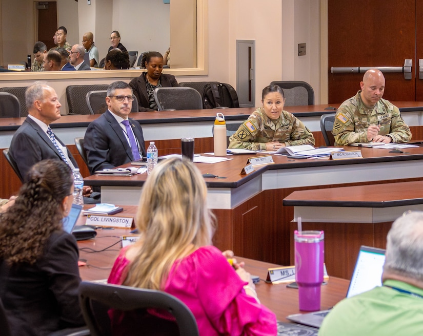 AMCOM Commanding General Maj. Gen. Lori Robinson leads discussion during the AMCOM Leaders Spring Forum, June 17, 2025 at Redstone Arsenal, Alabama. The forum brought together AMCOM senior leaders to address transformation, workforce alignment, and fiscal priorities supporting Army readiness.
