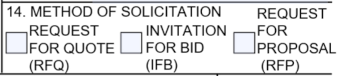 SF1449 Box 14 - Method of Solicitation