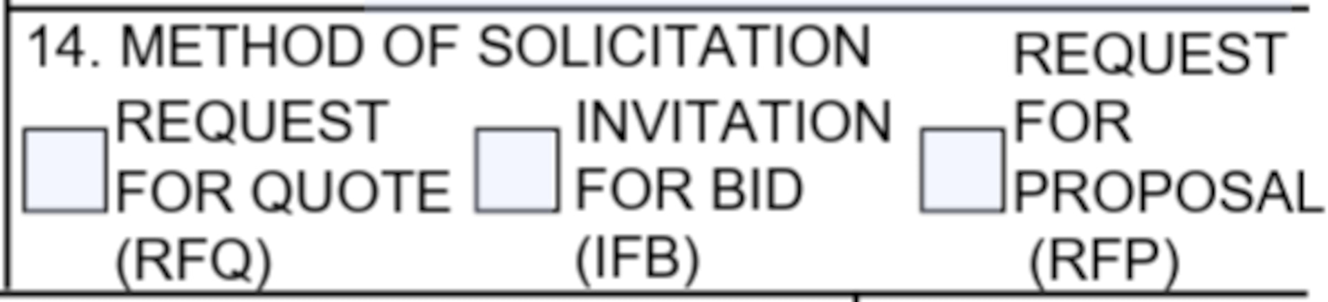 SF1449 Box 14 - Method of Solicitation