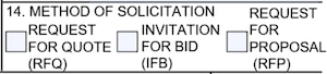 SF1449 Box 14 - Method of Solicitation