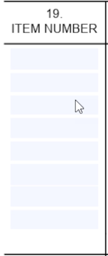 SF1449 Box 19 - Item Number
