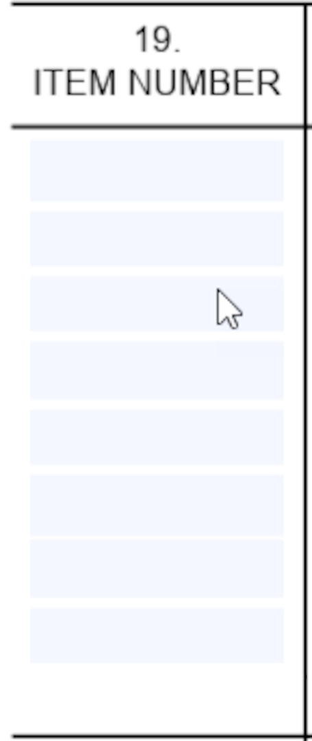 SF1449 Box 19 - Item Number