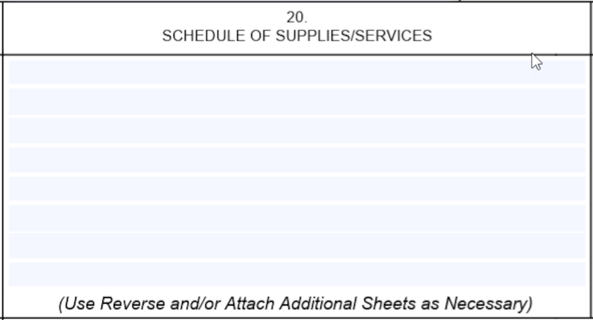 SF1449 Box 20 - Schedule of Supplies/Services