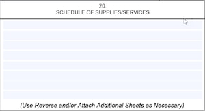 SF1449 Box 20 - Schedule of Supplies/Services