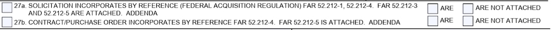 SF1449 Box 27a - Solicitation Incorporates By Reference and Box27b - Contract/Purchase Order Incorporates By Reference
