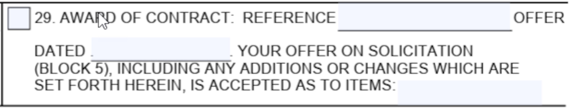 SF1449 Box 29 - Award of Contract