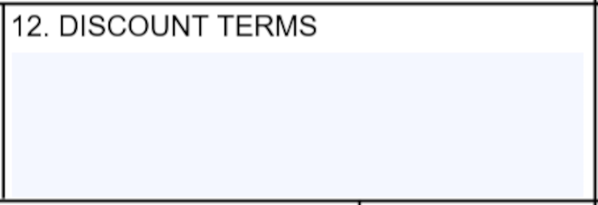 SF1449 Box 12 - Discount Terms