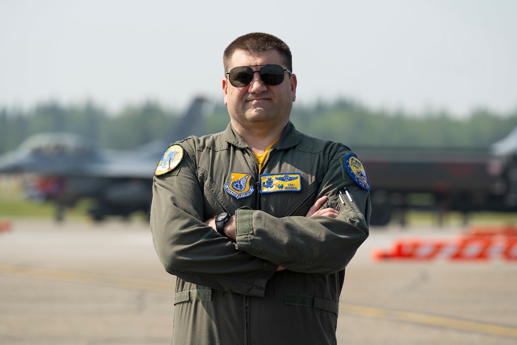 U.S. Air Force Lt. Col. Nathan “Yaki” Mondul, 18th Fighter Interceptor Squadron commander, poses for a photo during Red Flag-Alaska 25-2 at Eielson Air Force Base, Alaska, June 20, 2025.