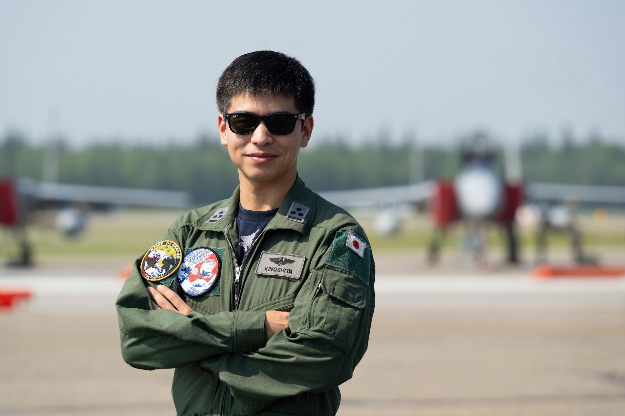 A Japan Air Self-Defense Force F-15 pilot poses for a photo during Red Flag-Alaska 25-2 at Eielson Air Force Base, Alaska, June 20, 2025.
