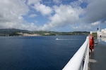 250616-A-LS473-1067 ST. GEORGE’S, Grenada (June 16, 2025) The Mercy-class hospital ship USNS Comfort (T-AH 20) departs from St. George’s, Grenada, during Continuing Promise 2025, June 16, 2025. Continuing Promise 2025 is the 16th iteration of the U.S. 4th Fleet/U.S. Naval Forces Southern Command-led mission since 2007, which aims to foster goodwill, strengthen existing partnerships with partner nations, and form new partnerships between host nations, non-federal entities, and international organizations. (U.S. Army photo by Cpl. William Hunter)