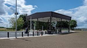 A new gate is unveiled at RAF Mildenhall, England, June 24, 2025.