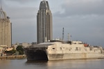 Mobile, Alabama (May 19, 2025) – Members of the shipbuilding team, from Program Executive Office, Ships; Supervisor of Shipbuilding Gulf Coast; Austal USA; and General Dynamics on board USNS Point Loma (T-EPF 15), the Navy’s second Flight II Expeditionary Fast Transport ship, before the at sea portion of acceptance trials at the Austal USA shipyard in Mobile, Alabama.
